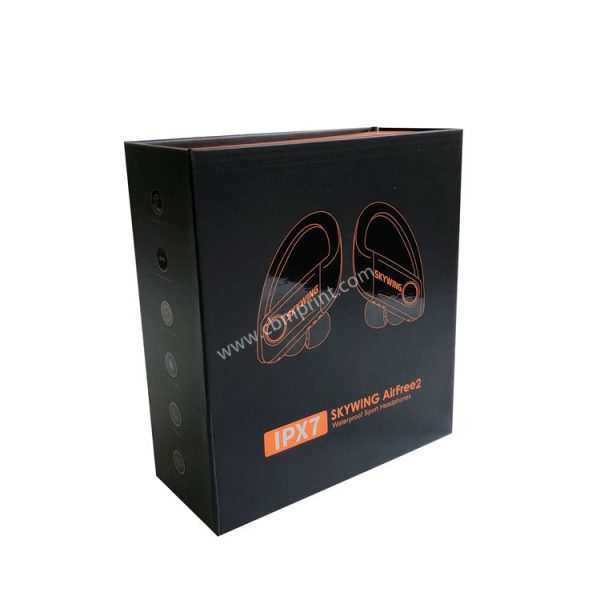 Black headphone packaging box with foam