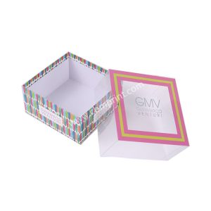Square gift box packaging with clear lid