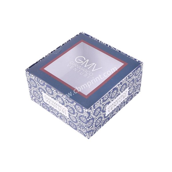Square gift box packaging with clear lid