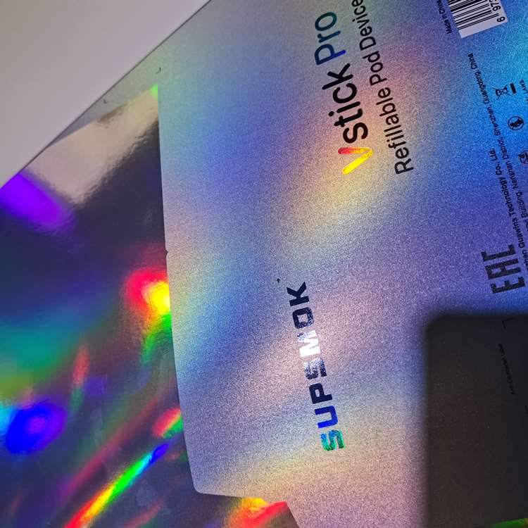 holographic paper stock with UV coating